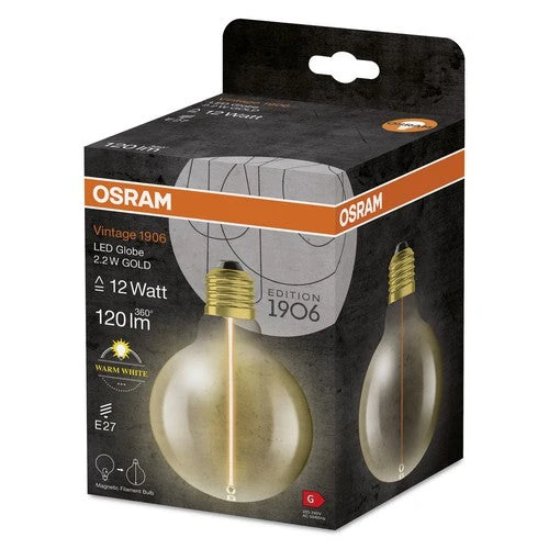 OSRAM Vintage 1906® Lampadina Classica Globe95, 2,2W, 120lm, Bianco Caldo, E27