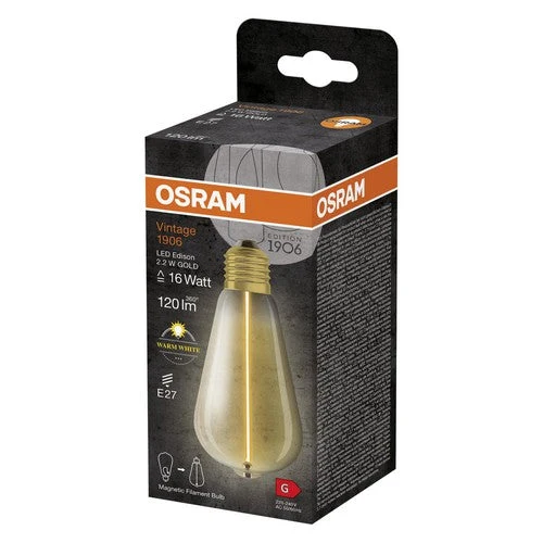 OSRAM Vintage 1906® Lampadina LED Classica Edison, 2,2W, 120lm