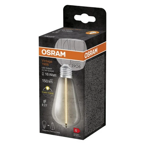 OSRAM Vintage 1906® Classica Lampadina Edison LED, 2,2W, 150lm, Bianco caldo, E27