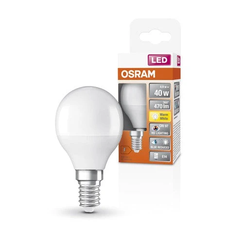 OSRAM SUPERSTAR+ CLASSIC P 40 FR Lampada LED, 4,9W, 470lm, Bianco caldo, E14