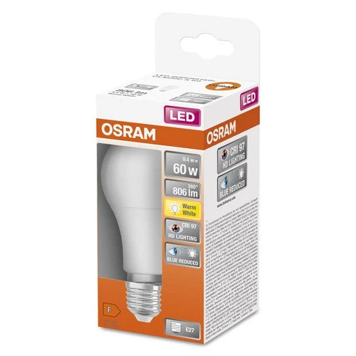 OSRAM SUPERSTAR+ CLASSIC A 60 FR Lampada LED, 9,4W, 806lm, E27, Bianco caldo