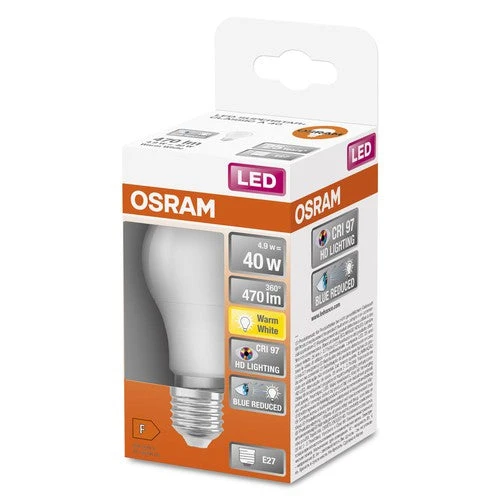 OSRAM SUPERSTAR+ CLASSIC A 40 FR Lampada LED, 4,9W, 470lm, E27, Bianco caldo