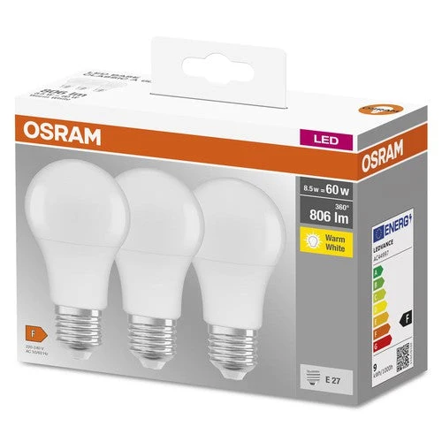 OSRAM BASE CLASSIC A 60 FR Lampadina LED, 8,5W, 806lm, Bianco caldo, E27