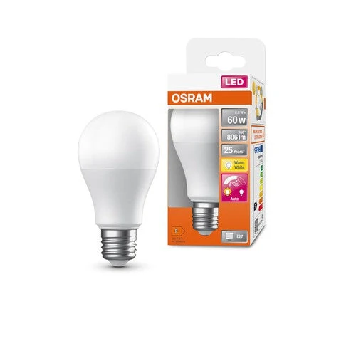 OSRAM SUPERSTAR+ CLASSIC A 60 FR Lampada LED incl. sensore di movimento e sensore di luce diurna 8,8W, 806lm, E27, Bianco caldo