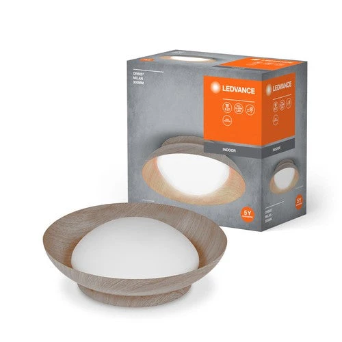 LEDVANCE ORBIS MILAN Lampada da soffitto 305mm, colore legno, 2xE27