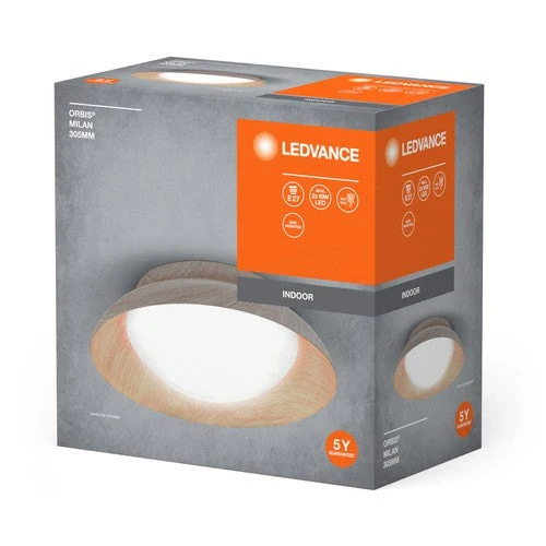LEDVANCE ORBIS MILAN Lampada da soffitto 305mm, colore legno, 2xE27