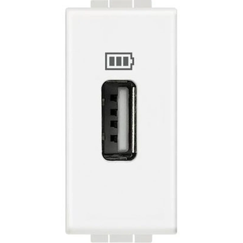 BTICINO N4285C1 - Caricatore USB con tensione 5 Vd.c. - alimentazione 230 Va.c. - 1 modulo - Bianco