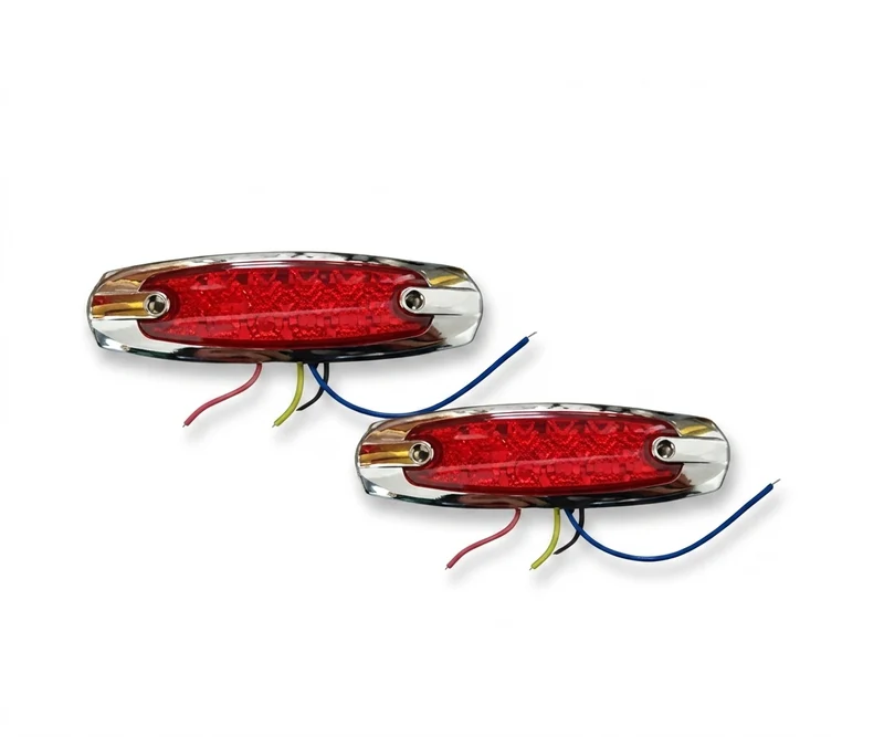 Par Luces LED de Guía Laterales Ovaladas 12V-24V (Fija y Estrobo) - Rojo [PRECIO POR PAR]
