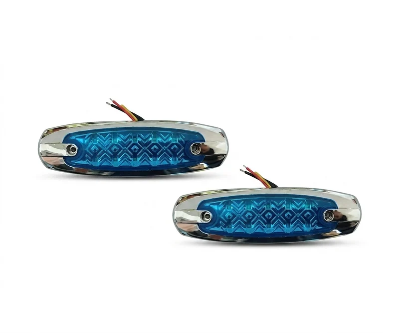 Par Luces LED de Guía Laterales Ovaladas 12V-24V (Fija y Estrobo) - AZUL HIELO (Turquesa) [PRECIO POR PAR]