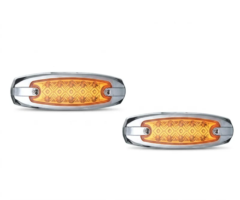 Par Luces LED de Guía Laterales Ovaladas 12V-24V (Fija y Estrobo) - ÁMBAR (Amarillo) [PRECIO POR PAR]