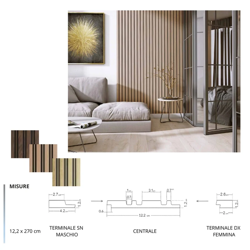VELTHORA - Pannello Lamellare Idrorepellente terminale destro