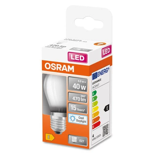 OSRAM Retrofit Classic P Lampada LED Cool Daylight (ex 40W) 4,5W / 6500K Bianco freddo E27