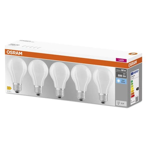 OSRAM LED BASE CLASSIC A Lampada opaca (ex 60W) 7W / 4000K Bianco freddo E27