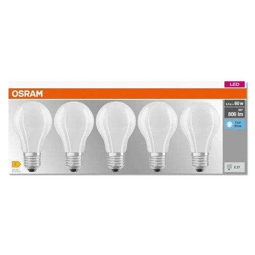 OSRAM LED BASE CLASSIC A Lampada opaca (ex 60W) 7W / 4000K Bianco freddo E27