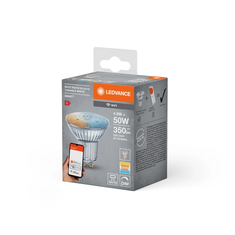 LEDVANCE Wifi SMART+ LED Lampada Spot Regolabile Bianco (ex 40W) 5W / 2700-6500K GU10