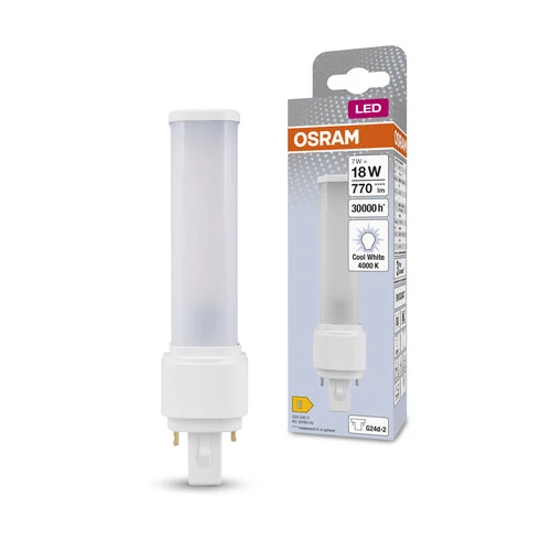 OSRAM DULUX D LED EM & ALIMENTAZIONE AC LED-tubo 14,8cm (ex 18W) 7W / 4000K Bianco freddo G24d-2