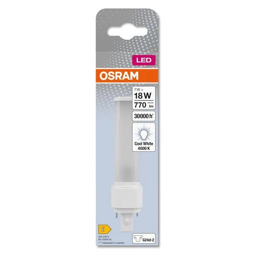 OSRAM DULUX D LED EM & ALIMENTAZIONE AC LED-tubo 14,8cm (ex 18W) 7W / 4000K Bianco freddo G24d-2