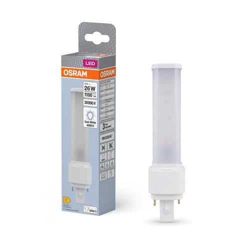 OSRAM DULUX D LED EM & AC MAINS LED-tubo 17,1cm (ex 26W) 10W / 4000K Bianco freddo G24d-3