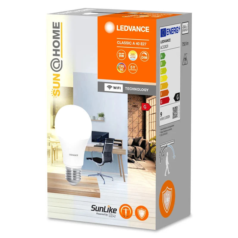 LEDVANCE Wifi SUN@HOME LED Lampada Regolabile Bianco (ex 57W) 9W / 2200-5000K E27