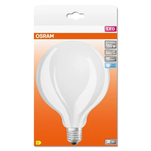 OSRAM LED Retrofit CLASSIC GLOBE125 Lampada opaca (ex 150W) 17W / 4000K Bianco freddo E27