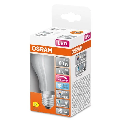 OSRAM Lampada LED Dimmerabile LED SUPERSTAR+ CL A GL FR 60 dim 5,8W/940 E27 CRI90 BOX, E27, Bianco freddo