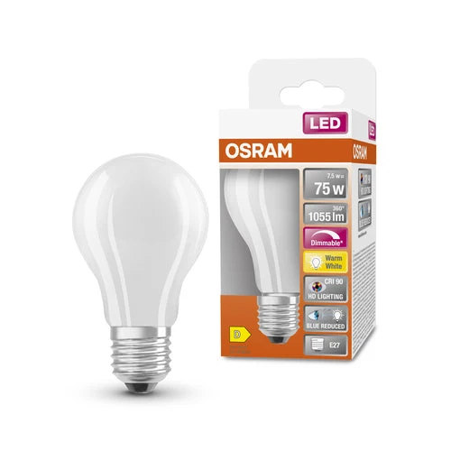OSRAM Lampada LED Dimmerabile LED SUPERSTAR+ CL A GL FR 75 dim 7,5W/927 E27 CRI90 BOX, E27, Bianco Caldo