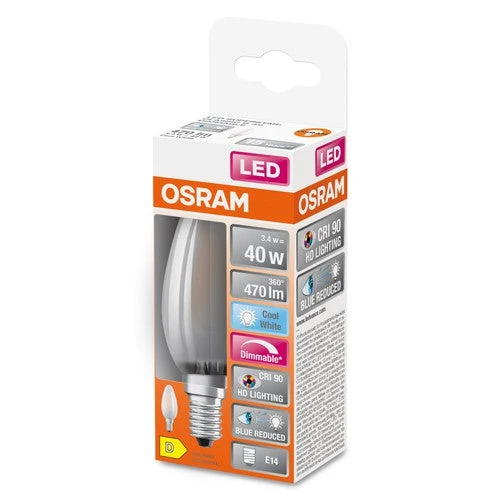 OSRAM Lampada LED Dimmerabile LED SUPERSTAR+ CL B GL FR 40 dim 3,4W/940 E14 CRI90 BOX, Bianco freddo