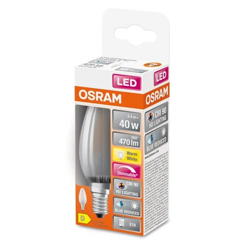 OSRAM Lampada LED Dimmerabile LED SUPERSTAR+ CL B GL FR 40 dim 3,4W/927 E14 CRI90 BOX, Bianco caldo