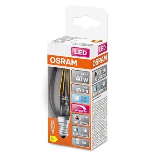 OSRAM Lampada LED Dimmerabile LED SUPERSTAR+ CL B FIL 40 dim 3,4W/940 E14 CRI90 BOX, Bianco freddo