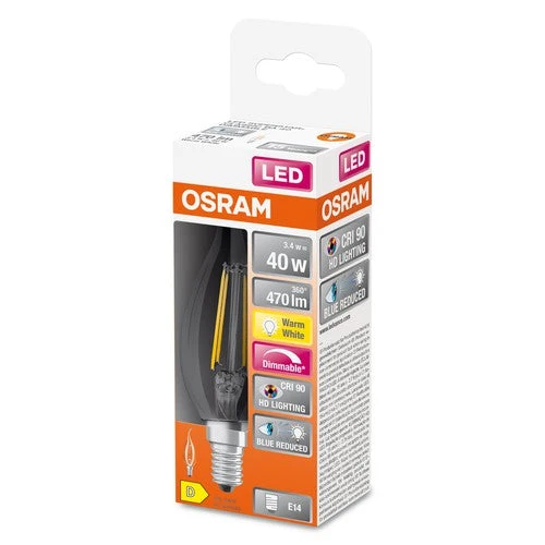OSRAM Lampada LED Dimmerabile LED SUPERSTAR+ CL BA FIL 40 dim 3,4W/927 E14 CRI90 BOX, Bianco Caldo
