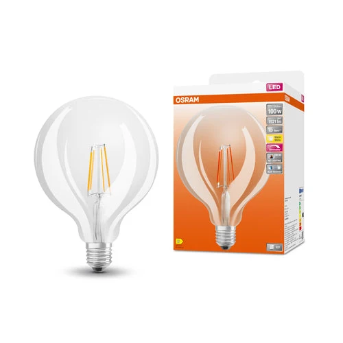OSRAM Lampadina LED a filamento dimmerabile LED SUPERSTAR+ CL GLOBE125 FIL 100 dim 11W/927 E27 CRI90 BOX, Bianco caldo, E27