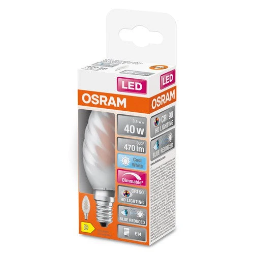 OSRAM Lampada LED Dimmerabile LED SUPERSTAR+ CL BW GL FR 40 dim 3,4W/940 E14 CRI90 BOX, Bianco freddo
