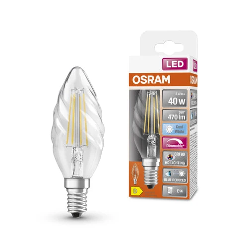 OSRAM Lampada LED Dimmerabile LED SUPERSTAR+ CL BW FIL 40 dim 3,4W/940 E14 CRI90 BOX, Bianco freddo