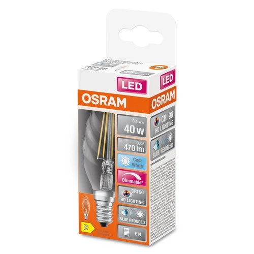 OSRAM Lampada LED Dimmerabile LED SUPERSTAR+ CL BW FIL 40 dim 3,4W/940 E14 CRI90 BOX, Bianco freddo