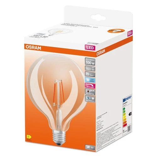 OSRAM Lampadina LED a filamento dimmerabile LED SUPERSTAR+ CL GLOBE125 FIL 100 dim 11W/940 E27 CRI90 BOX, Bianco freddo, E27