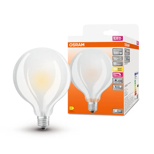 OSRAM Lampadina LED a filamento dimmerabile LED SUPERSTAR+ CL GLOBE95 GL FR 100 dim 11W/927 E27 CRI90 BOX, E27, Bianco caldo