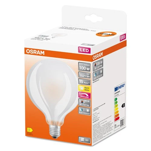 OSRAM Lampadina LED a filamento dimmerabile LED SUPERSTAR+ CL GLOBE95 GL FR 100 dim 11W/927 E27 CRI90 BOX, E27, Bianco caldo