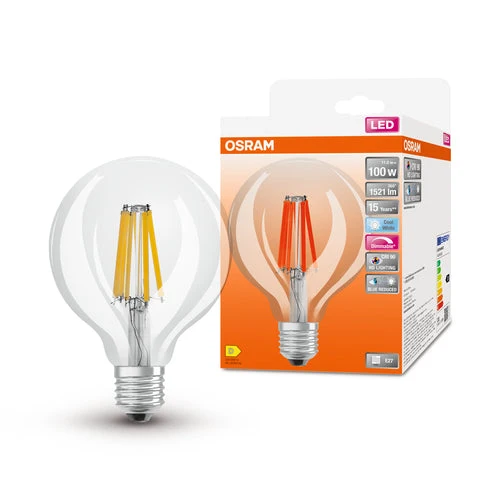 OSRAM Lampadina LED a filamento dimmerabile LED SUPERSTAR+ CL GLOBE95 FIL 100 dim 11W/940 E27 CRI90 BOX, E27, Bianco freddo