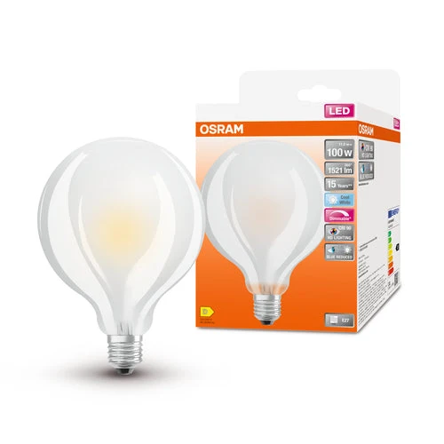 OSRAM Lampadina LED a filamento dimmerabile LED SUPERSTAR+ CL GLOBE95 GL FR 100 dim 11W/940 E27 CRI90 BOX, E27, Bianco freddo