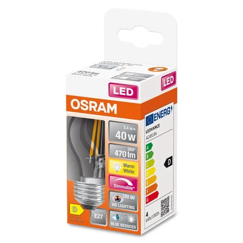 OSRAM LAMPADA A FILAMENTO LED LED SUPERSTAR+ CL P FIL 40 dim 3,4W/940 E27 CRI90 BOX, Bianco caldo