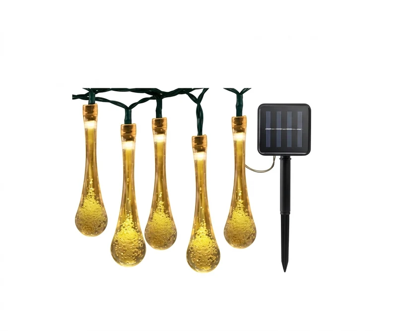 Guirnalda Solar Decorativa Gota de Agua LED Cálida