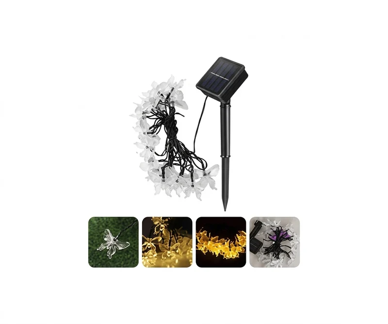 Guirnalda Solar Decorativa Mariposa LED Cálida