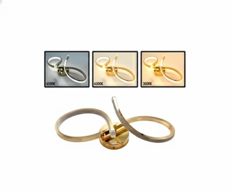 Aplique de Pared LED Infinito - Lámpara Decorativa Dorada 3 Tonos