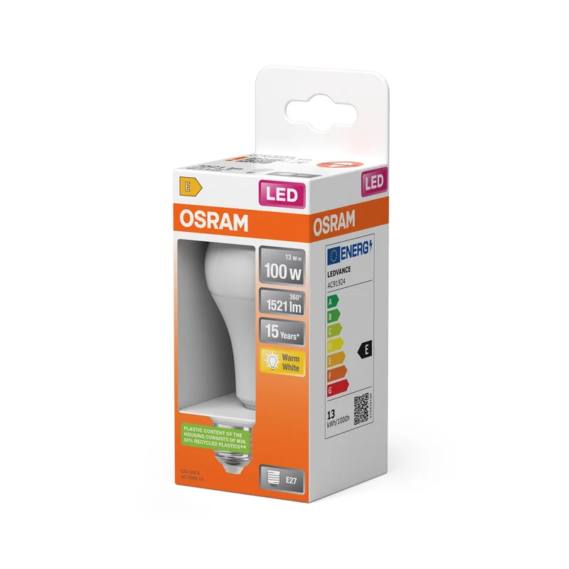 OSRAM LED STAR Classic A lampadina LED opaca (ex 100W) 13W / 2700K bianco caldo E27
