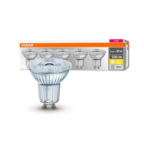 OSRAM LED Base PAR16 LED Spot (ex 35W) 2,6W / 2700K Bianco caldo GU10 Confezione da 5