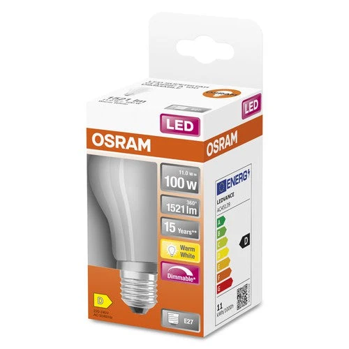 OSRAM LED Retrofit CLASSIC A DIM 100 FR 11 W/2700 K E27, Bianco caldo