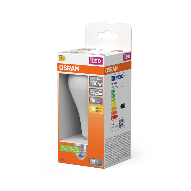 OSRAM LED STAR Classic A lampadina LED opaca (ex 150W) 19W / 2700K bianco caldo E27