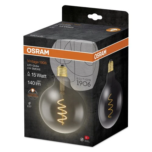 OSRAM Vintage 1906® GLOBO LED Lampada (ex 15W) 5W / 1800K Bianco caldo E27 Vetro fumé, E27