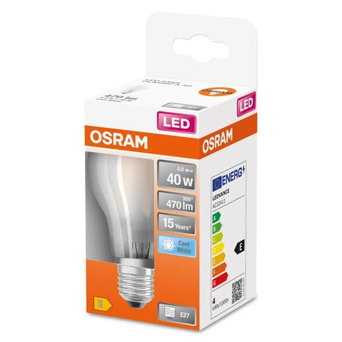 OSRAM Lampadina LED Retrofit Classic opaca (ex 40W) 4W / 4000K Bianco freddo E27