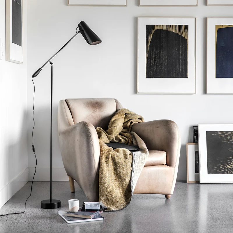 BIRDY - Lampadaire en aluminium et laiton, style industriel